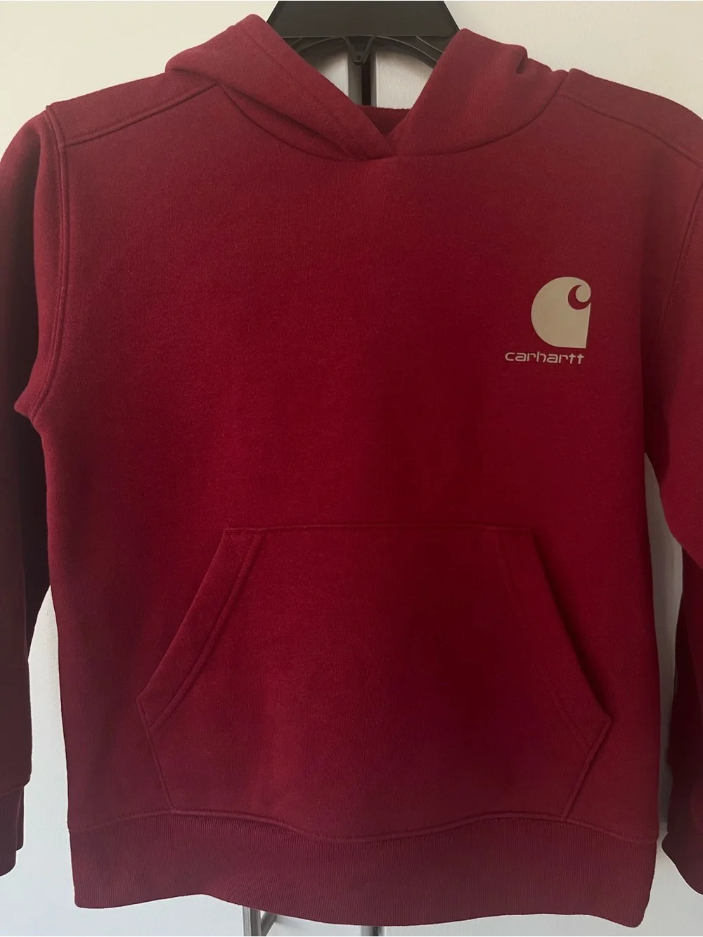 Carhartt Boys Graphic Hooded Sweatshirt-Size S(8-10)- Burgundy/yellow
